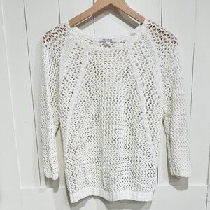 Foxcroft Open Knit Pullover Sweater – White - Size L